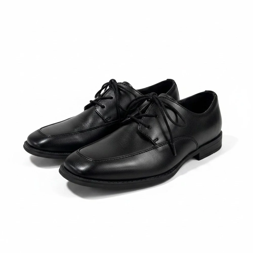 Sonoma Boys Size 1 Black Lace Up Dress Shoes Memory Foam Preppy Formal Wedding